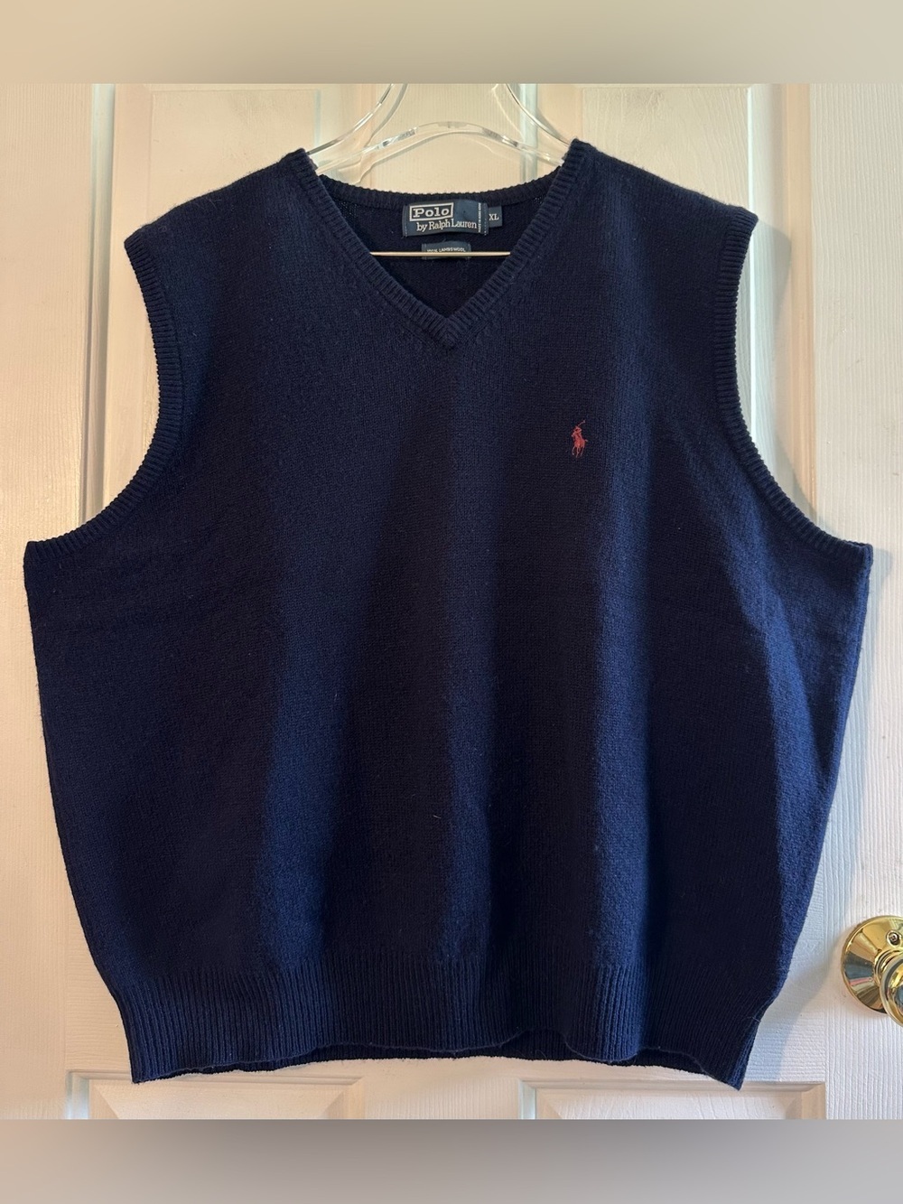 POLO RALPH LAUREN Men’s XL Vintage Y2K Hong Kong Navy Blue 100% Lambswool Vest
